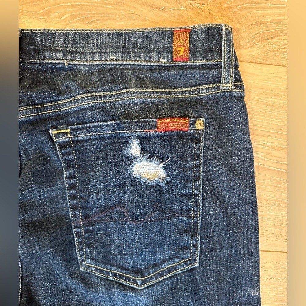 7 for all Mankind Josefina Skinny Boyfriend Destroyed Denim Jeans - Picture 7 of 9